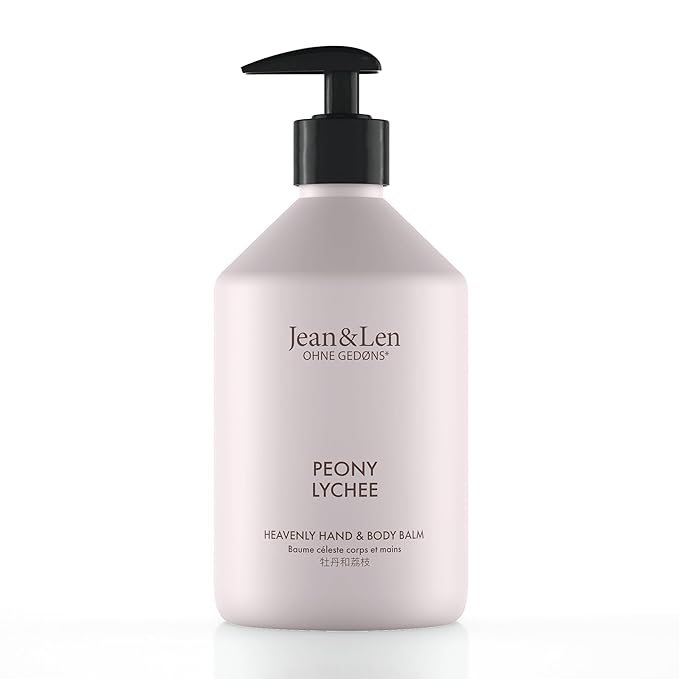 Jean & Len Heavenly Hand & Body Balm Peony & Lychee, for a fragrant care experience, with organic argan oil and shea butter, minimalistic bottle, without parabens & silicones, 16.91 Fl. Oz.
