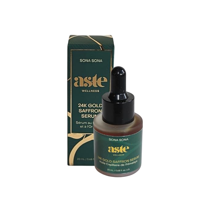 24K Gold Saffrom Serum - Natural, Vegan Anti-Aging Face Serum for Radiant Skin, Deep Hydration & Skin Repair, Ayurvedic with Saffron, Rose, Lavender & Pumpkin Seed (0.68 oz)