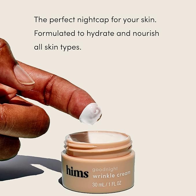 hims Goodnight Wrinkle Cream for Men, 2 Pack - Hydrating Men's Face Moisturizer with Hyaluronic Acid, Shea Butter & Caffeine - Reduces Wrinkles While You Sleep - 2 x 1 fl oz
