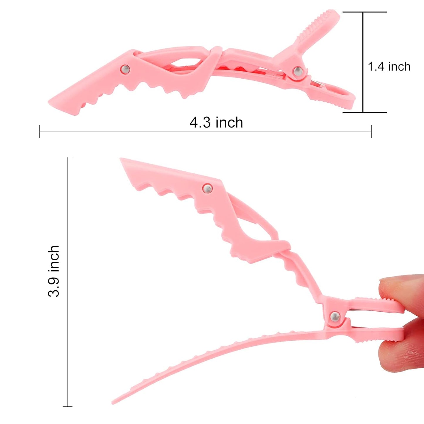 Ondder 14 Pcs Pink Alligator Hair Clips for Styling Sectioning Large Pro Salon Hair Clips Barber for Coloring, Cutting, Sectioning Big Gator Clips Hair Styling Accessories for Women Men Girls