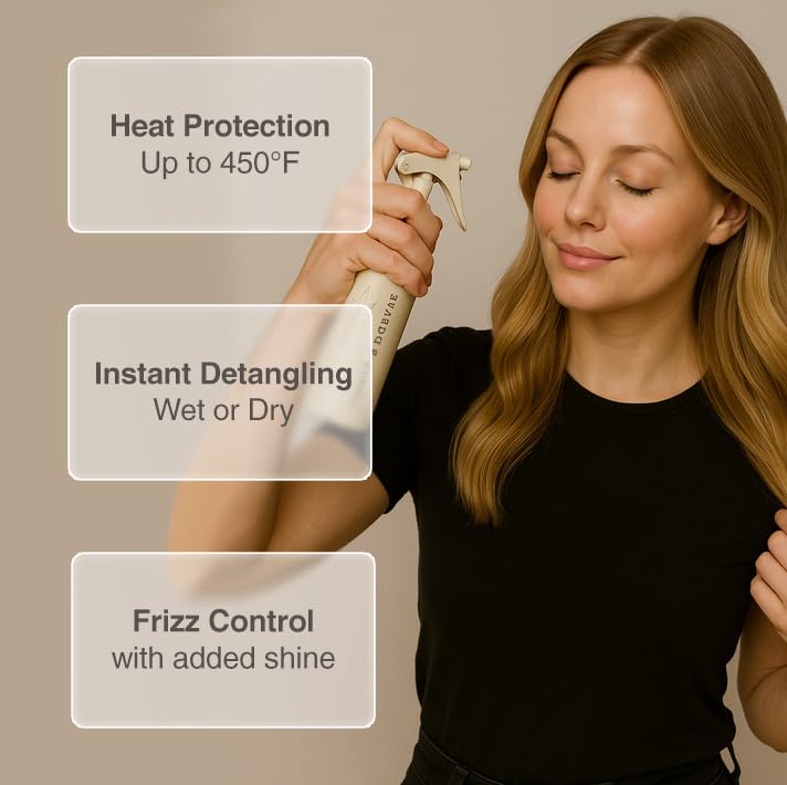 Harmonize Beauty Leave-In Conditioner - 3-in-1 Detangler & Heat Protectant Spray - Sulfate-Free - Lightweight for All Hair Types - Frizz Control - Protects & Hydrates without Buildup - 4.9 fl oz