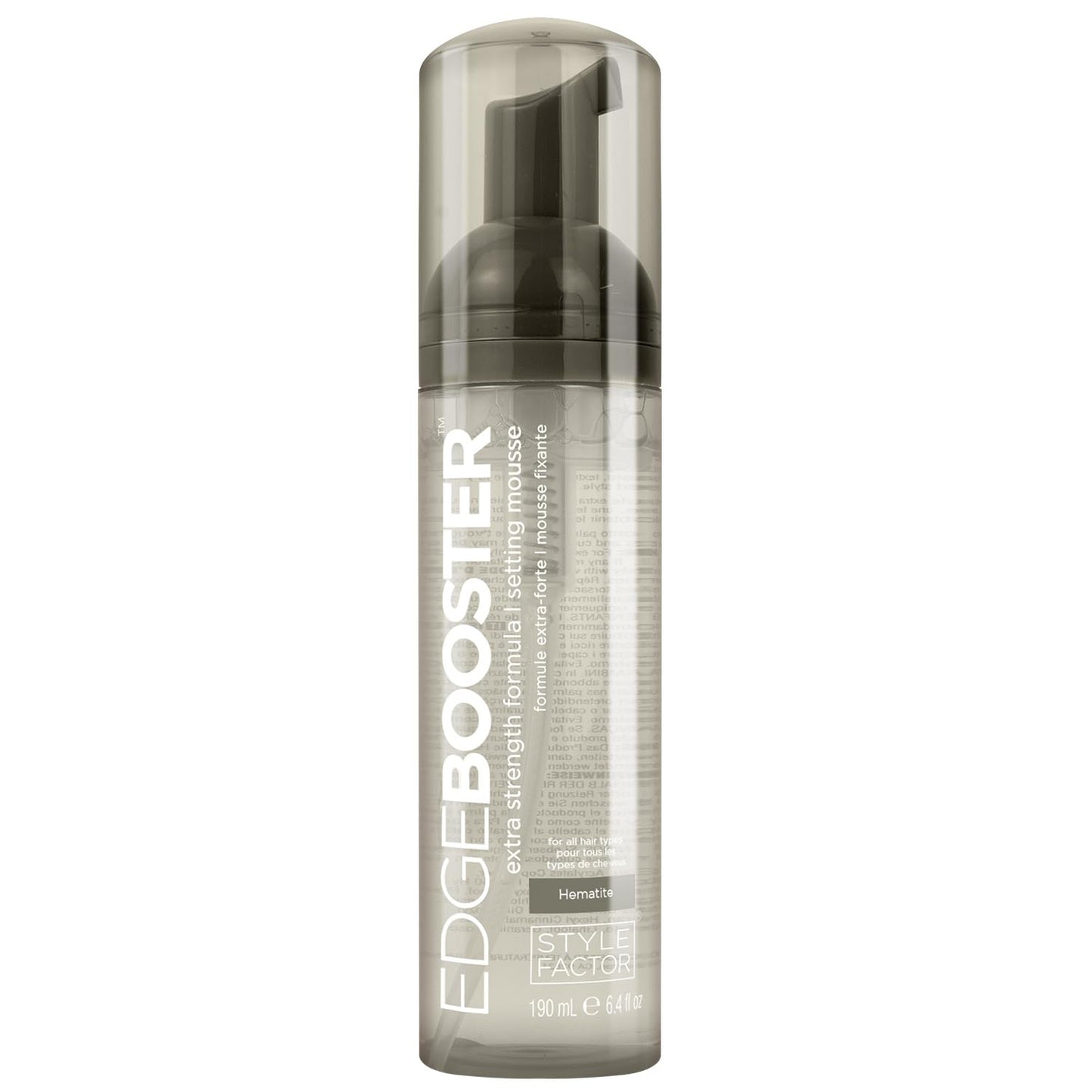 Style Factor EDGE BOOSTER Extra Strength Setting Mousse – Frizz Control, Extra Volume, and Conditioning – 6.4oz Hematite Mousse for Curly Hair