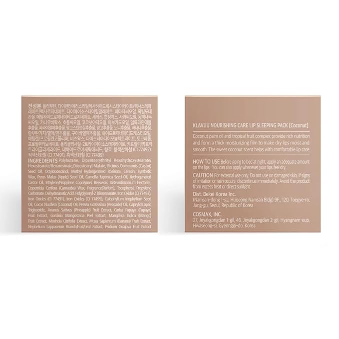 Klavuu Lip Mask Set (2PCS) – Overnight Deep Hydrating Korean Lip Balm Treatment for Very Dry, Chapped Lips | Lip Lightening & Plumping with Instant Hydration | Gentle Exfoliating (Berry & Coconut)