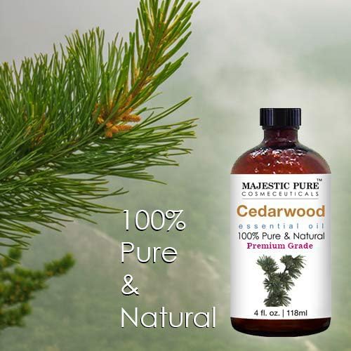 MAJESTIC PURE Cedarwood Essential Oil | 100% Pure and Natural Cedarwood Oil | Premium Grade Essential Oils for Hair Care, Home Diffusers, Skin, Aromatherapy, Massage and Humidifiers | 4 Fl Oz