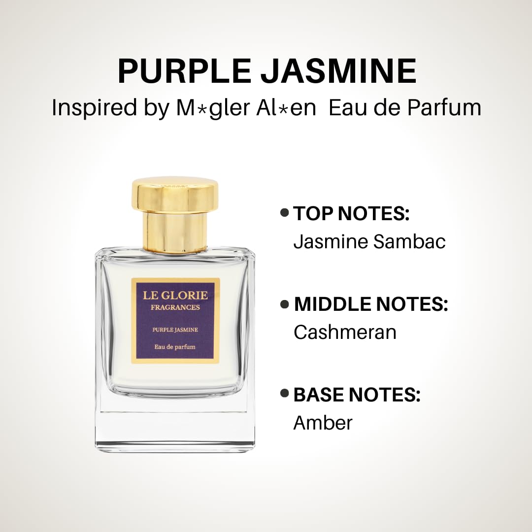 Inspired by M.glers Al.en Eau de parfum, Purple Jasmine EDP, Long Lasting 12-14 Hours Perfume Spray for Women, All Skin Types, Cruelty Free - 0.33 Fl oz 10ml travel size