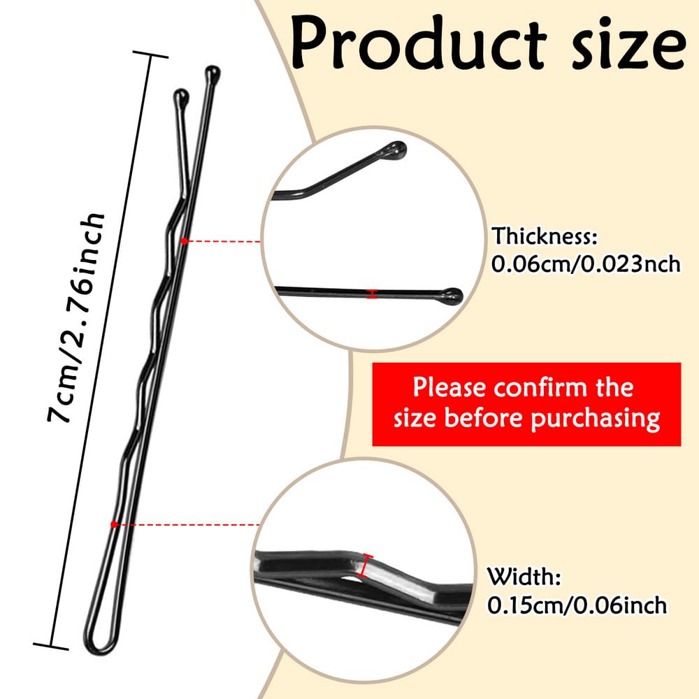 YINGFENG 220pcs Large 2.76-Inch Bobby Pins for Women, Super Grip Black Hair Clips with Box - Reusable Non-Slip Pins for Thick, Long Hair