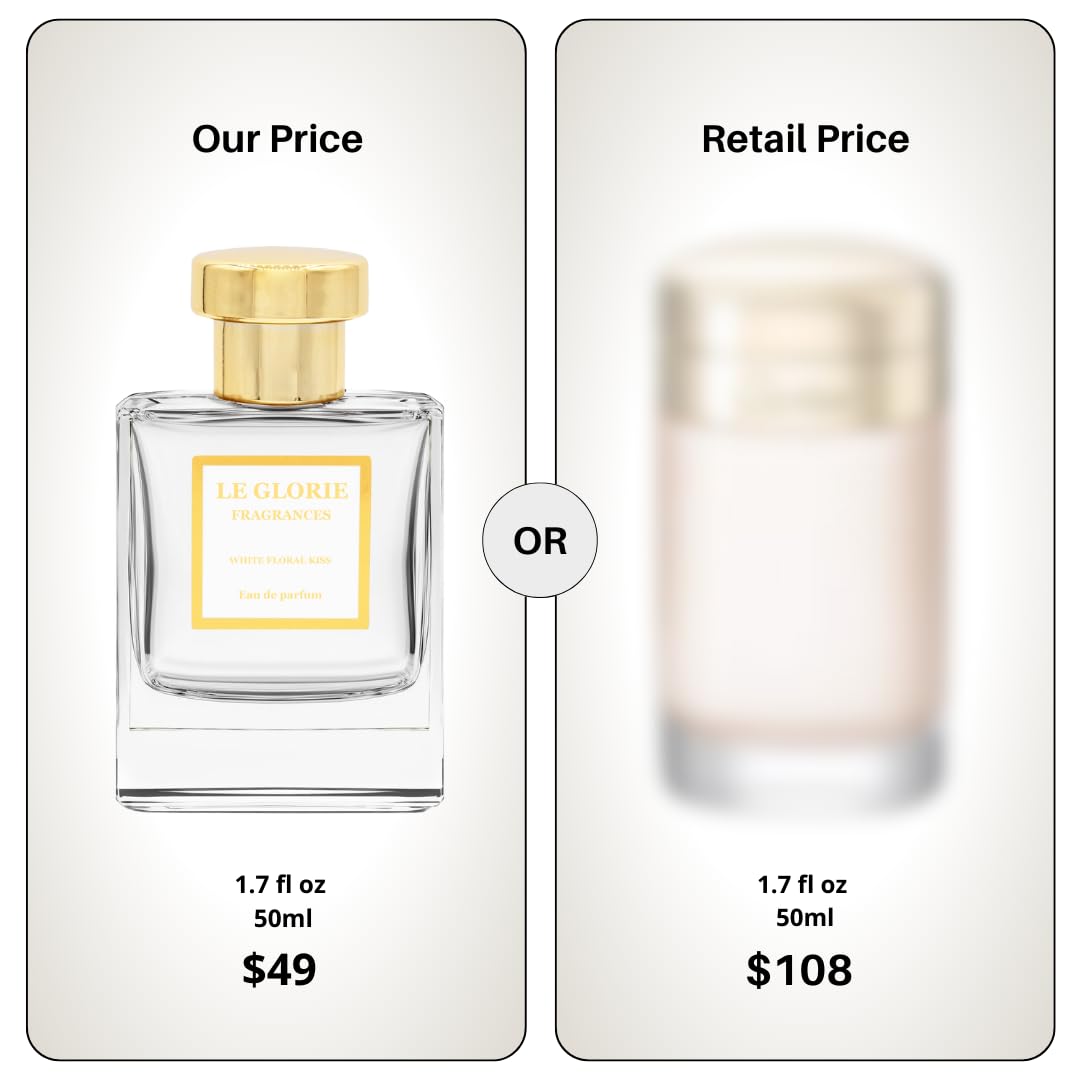 Inspired by C*RTIER Baiser Volé Eau de Parfum, White Floral Kiss EDP, Long Lasting 12-14 Hours Perfume Spray for Women, All Skin Types, Cruelty Free - 0.33 oz 10ml