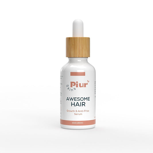 Piur Skins Awesome Hair Growth Serum with Organic Oils & Hyaluronic Acid - Natural Scalp Nourishment for Thicker, Stronger Hair - 30ml, White