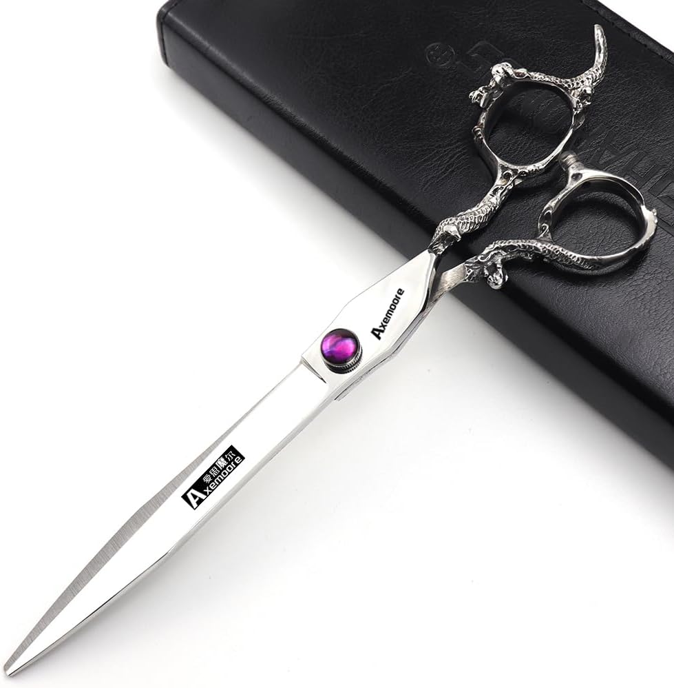 6/7/7.5/8/9 inch scissors silver professional hairdresser hair cut and trim diluted sharp 440C steel (7 inch flat shear-A)