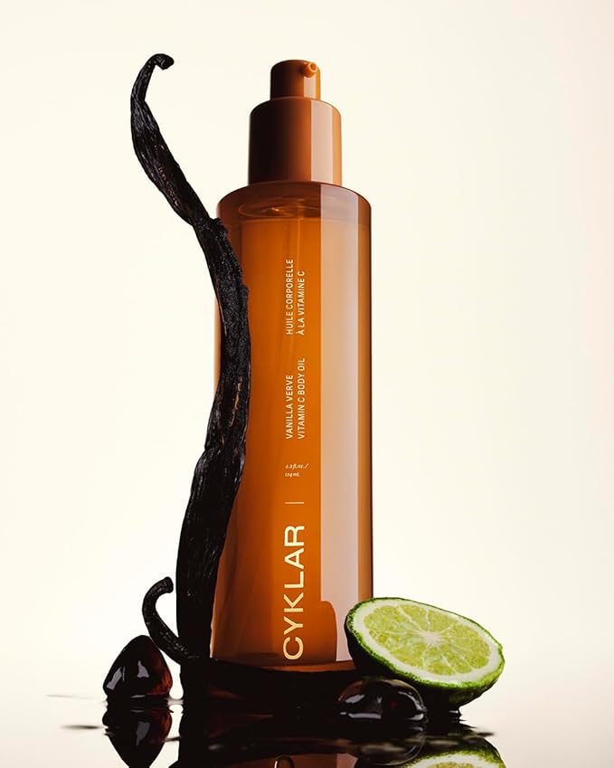 Vitamin C Body Oil for Women and Men. Moisturizing Vanilla Verve Scented Body Serum for Glowing Skin. Nourishing, Hydrating After-Shower and Bath Skin Care Moisturizer, 4.2 Fl Oz