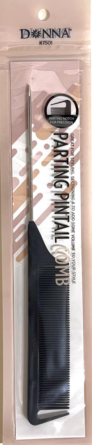 Donna Pin Tail Parting Comb – Heat Resistant Teasing Tool,1PC (BLACK)