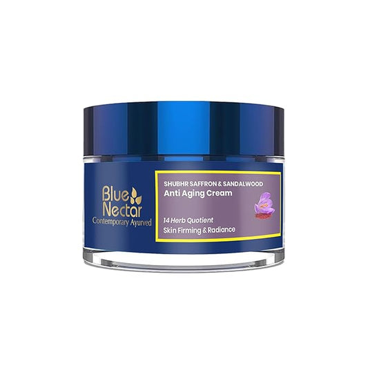 Blue Nectar Moisturizer Face Cream, Ayurvedic Anti Aging Wrinkle Cream for Aging Skin |Ancient blend of Saffron & Turmeric for Skin Firming | With Plant Based Collagen Booster(Women, 14 Herbs,1.7 Oz)