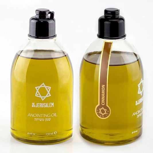 Cinammon Anointing Oil from Israel, Holy Spiritual Oils Bottles from Jerusalem Blessed, Handmade with Natural Ingredients and Blessed for Wedding Ceremony, Religious Use, 8.45 Fl Oz