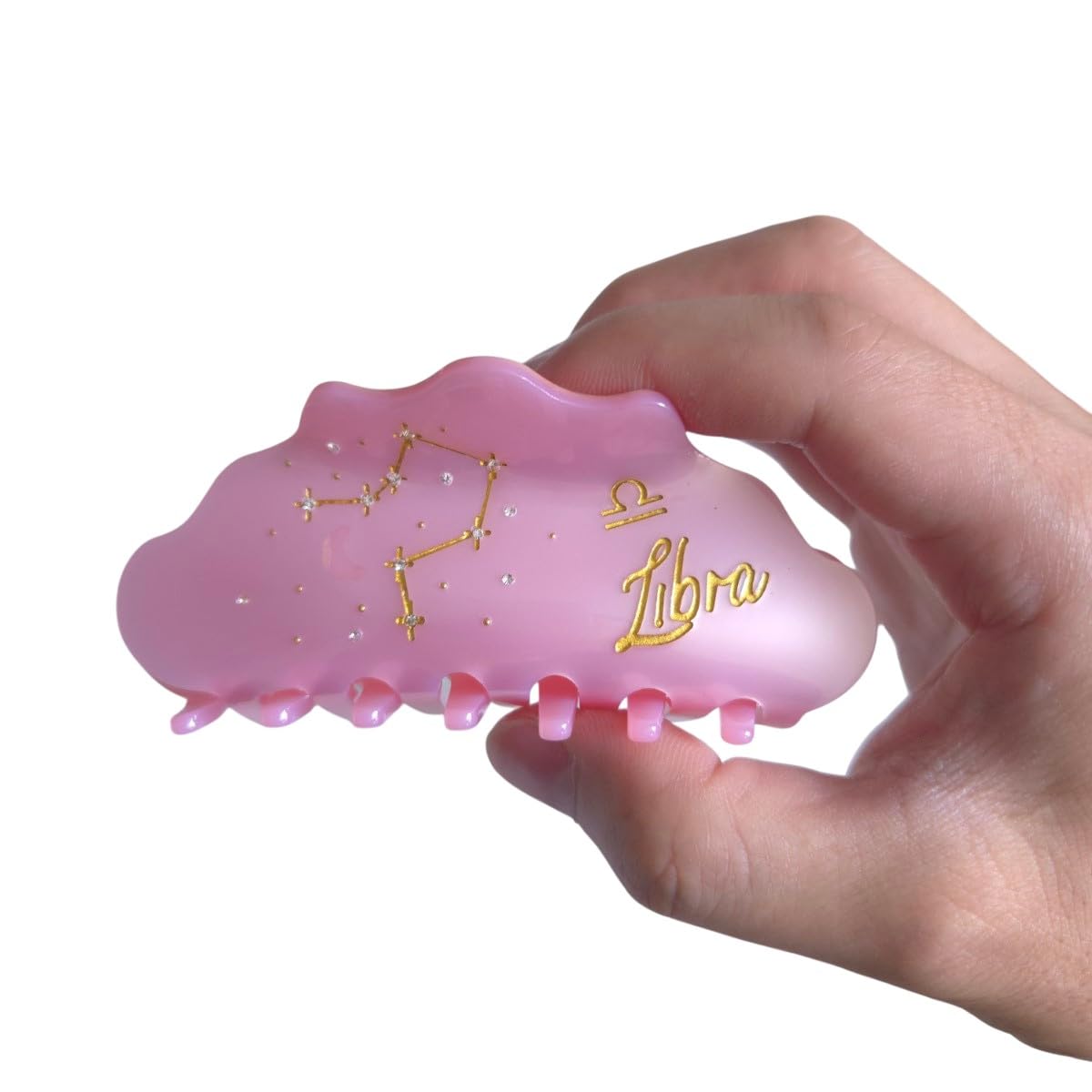 Fantasy Libra Sign Hair Clips,Novelty Acetate Claw Clip,Zodiac Hair Clips for Women,Pink