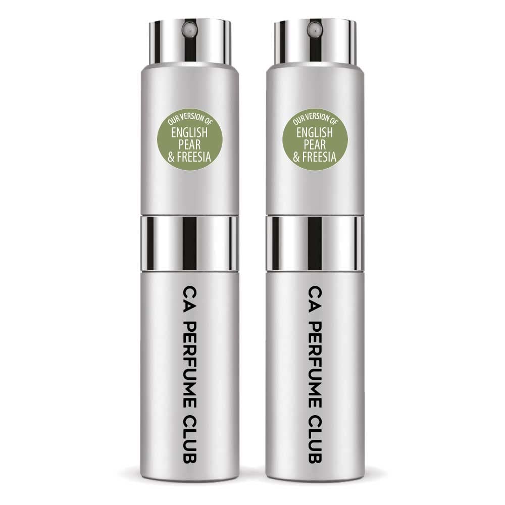 CA Perfume Impression of J. Mlon English Pear & Freesia For Women & Men Replica Version Fragrance Dupes Concentrated Long Lasting Eau de Parfum Spray Refillable Atomizer Bottle 0.27 Fl Oz-X2