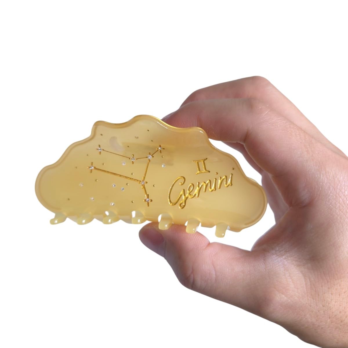Fantasy Gemini Sign Hair Clips,Novelty Acetate Claw Clip,Zodiac Hair Clips for Women,Yellow