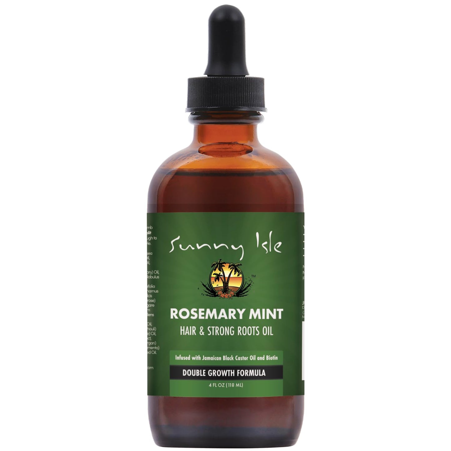 Sunny Isle Rosemary Mint Hair and Strong Roots Oil 4oz | Infused with Biotin & Jamaican Black Castor Oil | Strengthen and Nourish Hair Follicles | Dry Scalp, Split Ends