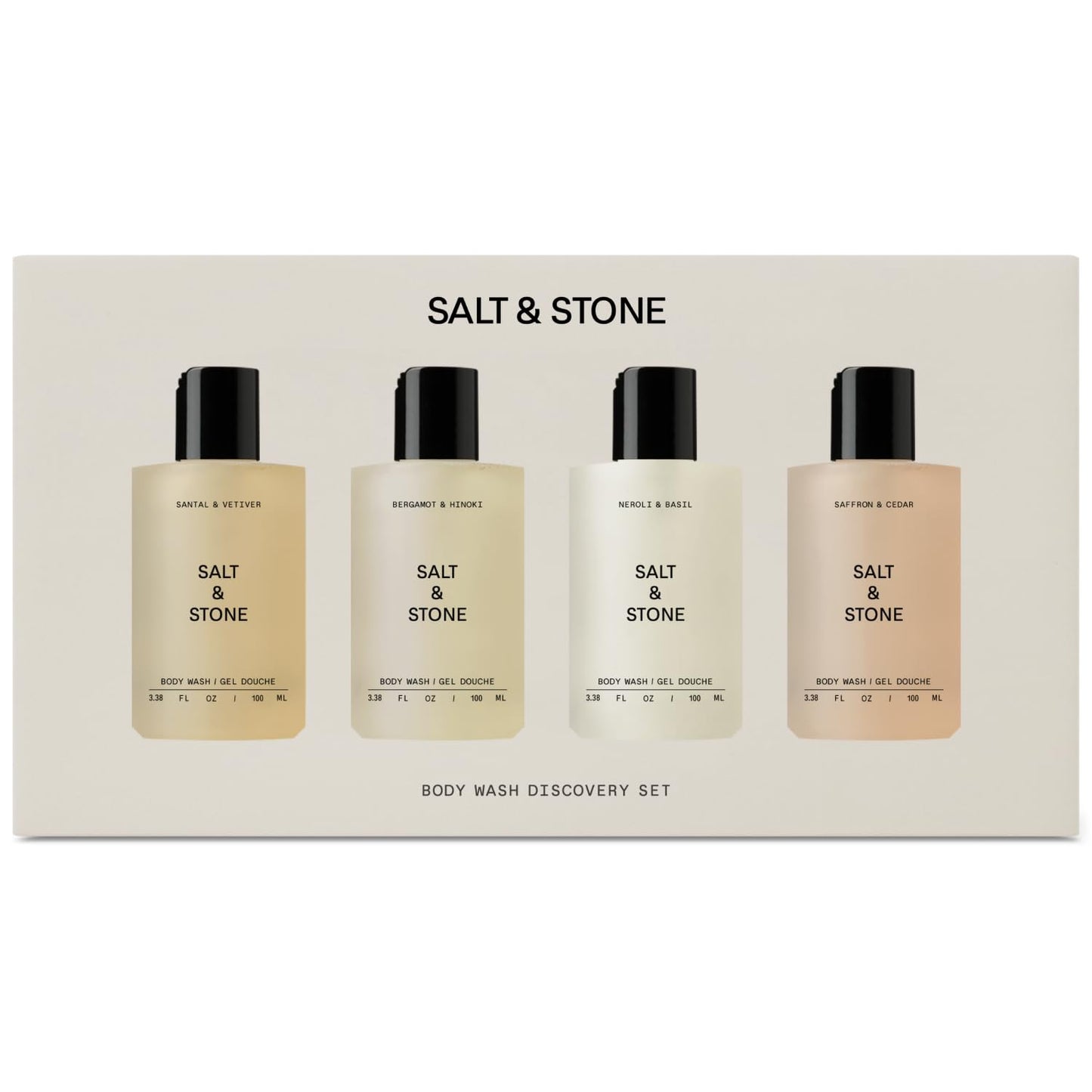 Salt & Stone Body Wash Mini Discovery Set | For Women & Men, Sulfate, Paraben, & Dye Free, Leaves Skin Soft and Hydrated | Antioxidants for Deep Moisture | Travel-Sized Body Wash