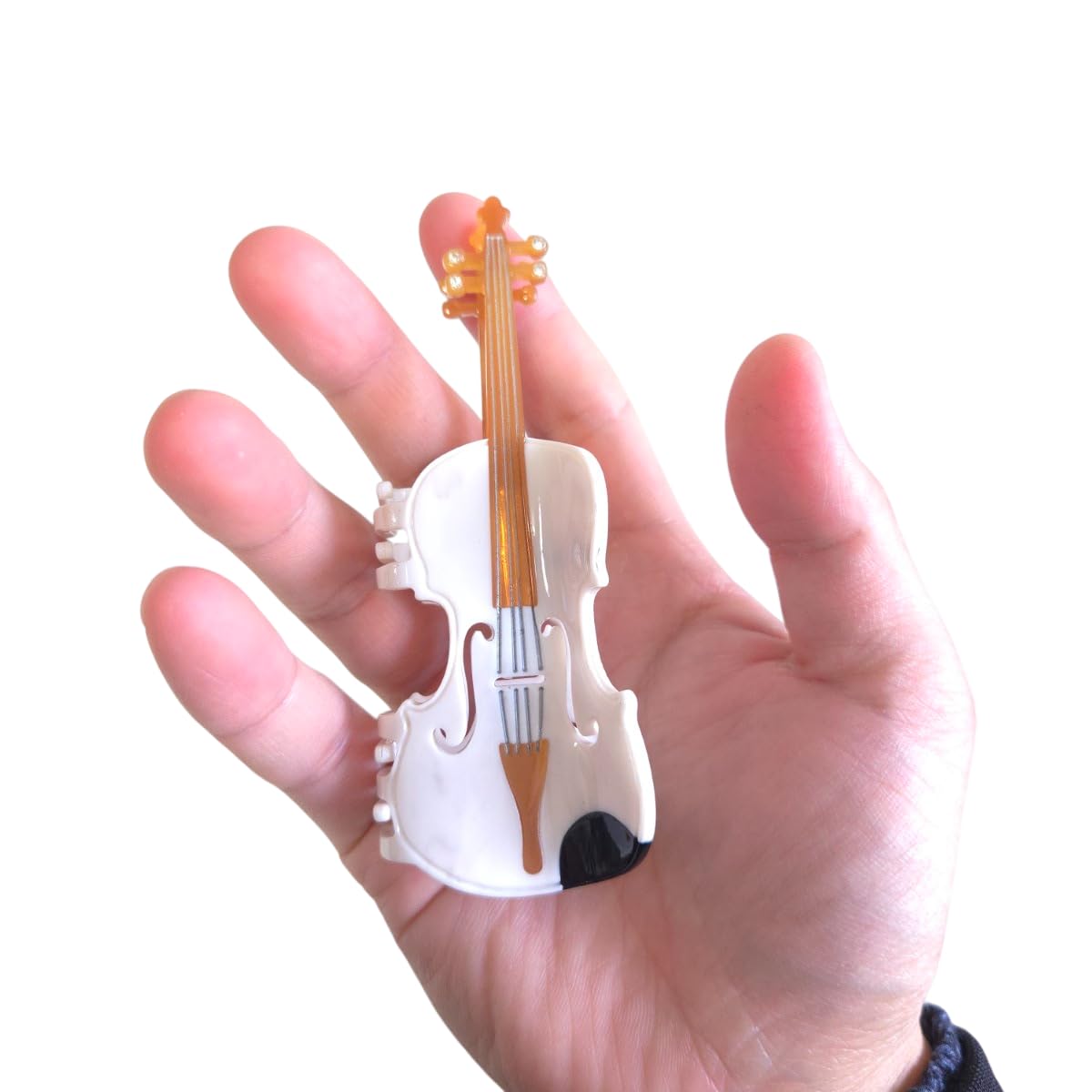 Funny Violin Hair Clip,Novelty Acetate Claw Clips,Music Instrument Hair Clips for Women,White