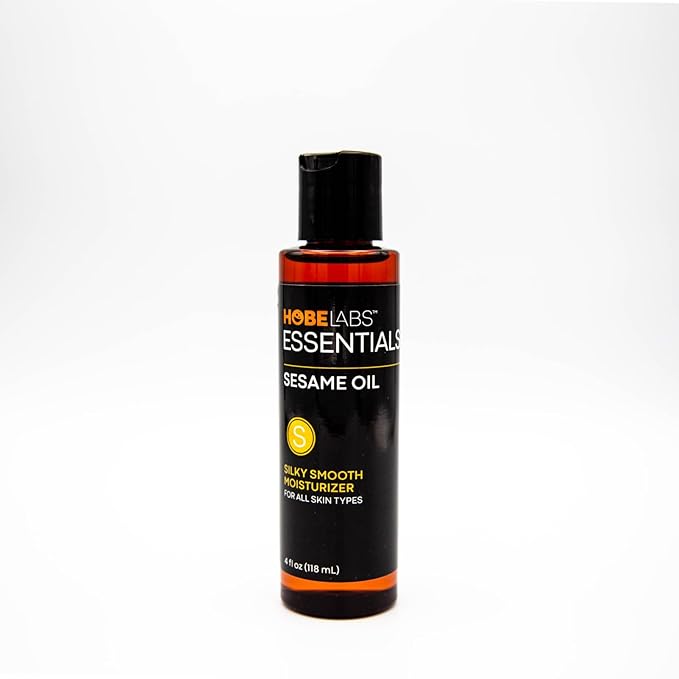 Hobe Labs Sesame Oil - 4 oz - Natural Moisturizer for All Skin Types, Antioxidant & Vitamin Rich Formula, Premium Massage Oil with Light Texture to Rejuvenate and Revitalize