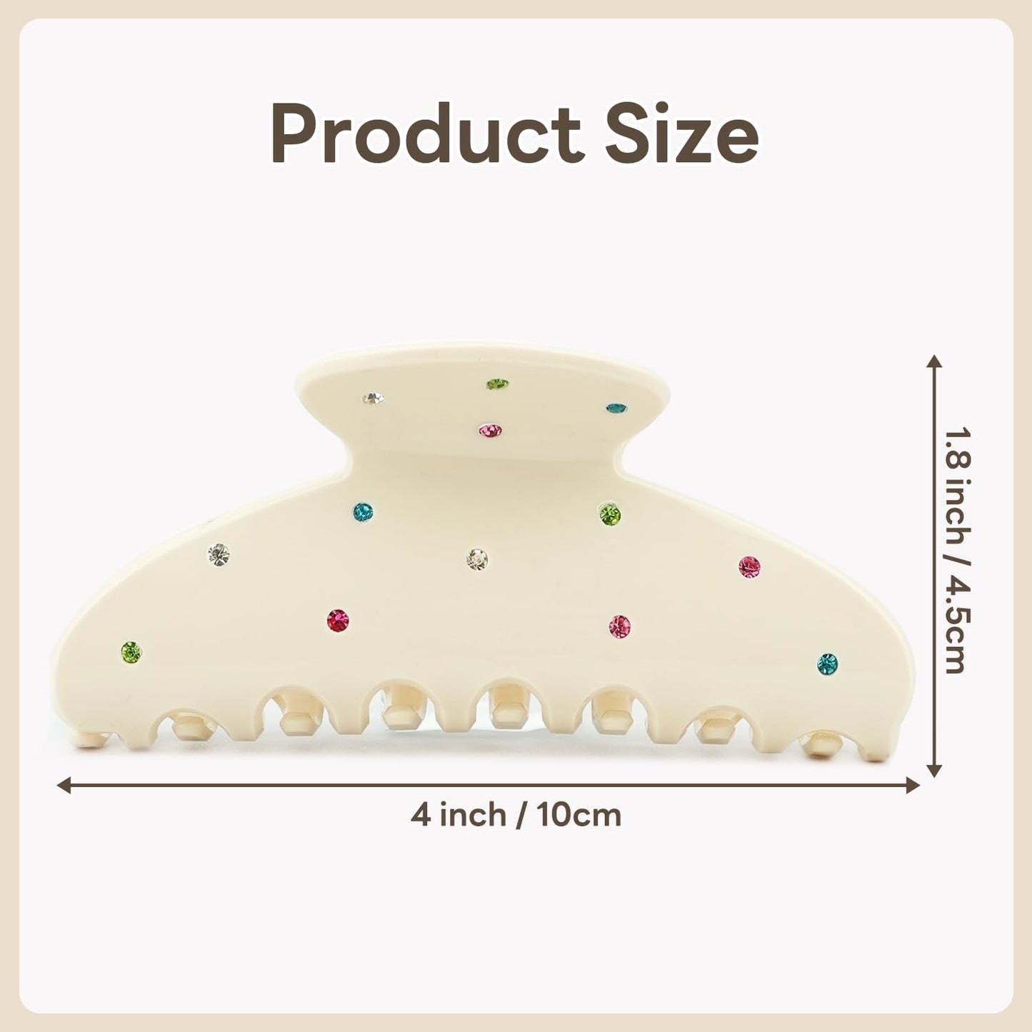 MAORULU Cute Claw Clip for Women – 4'' Large Acetate Hair Clips for Thick Thin Curly Long Hair, Durable Hair Clamps Non-slip Jaw Clip, Strong Hold, No Hair Damage, Stylish French Design (Cream)