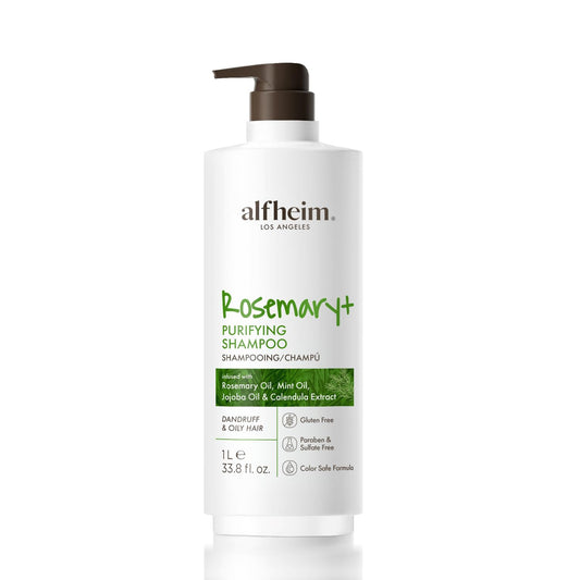 ALFHEIM Rosemary+ Purifying Shampoo – Clarifying Cleanse for Oily & Fine Hair with Rosemary, Peppermint & Jojoba Oils – Deep Scalp Refresh – Sulfate-Free, Cruelty-Free – 33.8 oz / 1000 ml