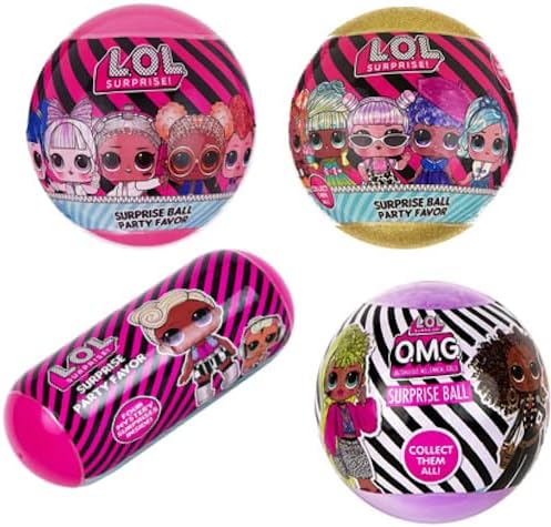 L.O.L. Surprise! 4-Pack Novelty Assortment Balls Value Pack - OMG Birthday Party Favors & Accessories for Girls
