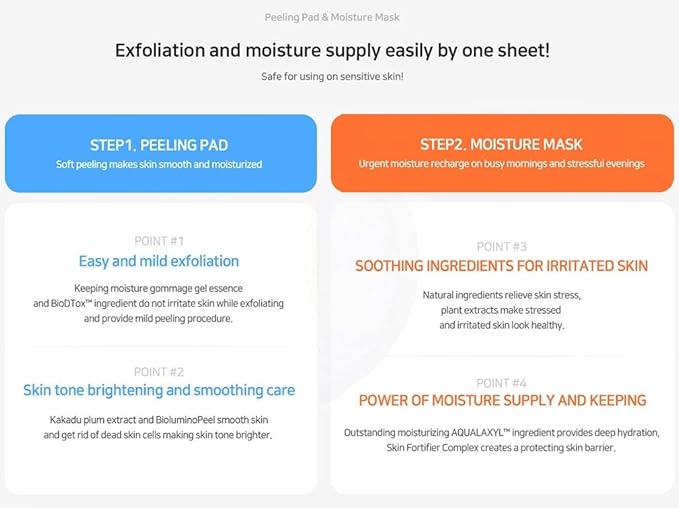 I'M SORRY FOR MY SKIN Peeling Pad & Moisture Mask, Korean Toner & Exfoliating Face Pads, Makeup Remover Cotton Rounds, Glass Skin Self Care Items, 2-Step Skin Care Travel Essentials Kit (Set of 3)