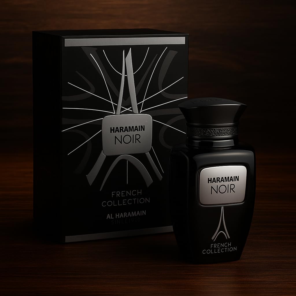 Al Haramain Noir French Collection for Unisex - Arabian Perfume for Women & Men - Long Lasting Fragrance with Bergamot, Lavender, Jasmine, Amber - Arabic Cologne - Eau De Parfum - 3.33 oz EDP Spray