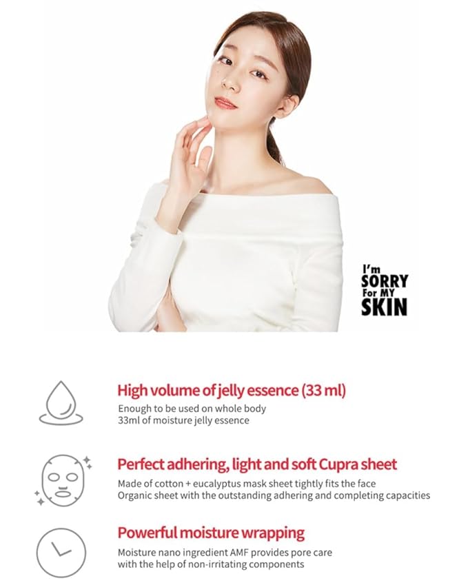 I'M SORRY FOR MY SKIN Jelly Face Mask Korean Skin Care, Hydrating Face Masks Skincare Set, Self Care Items for Glow Beauty, Teacher Appreciation Gifts for Women, Pack of 10 (Dessert Pore Care Mask)