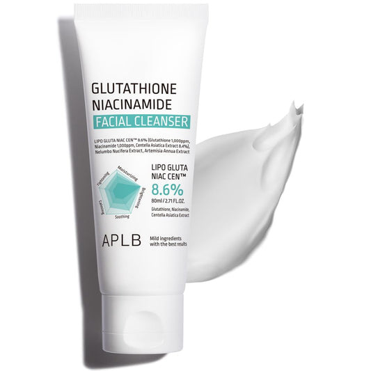APLB Glutathione Niacinamide Facial Cleanser | LIPO GLUTA NIAC CEN™ 8.6% 2.71 FL.OZ/Korean Skincare, Cares for Tighten Pores & Sebum, Long lasting nourishment and deep moisture for soft skin