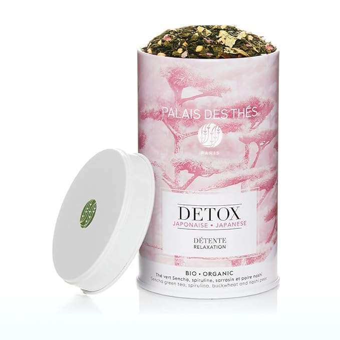 Palais des Thés - Organic Japanese Wellness Green Tea for Relaxation with Spirulina, Buckwheat, and Nashi Pear - 4.2oz Loose Leaf Metal Gift Tin