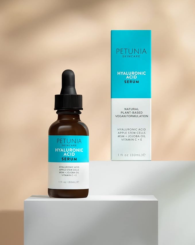 Hyaluronic Acid Serum with Vitamin C For Face, Hydrate and Plump Dry Skin, Boost Collagen, Anti Aging Diminish Fine Lines and Wrinkles, Natural & Organic Vegan Ingredients, 1 fl oz