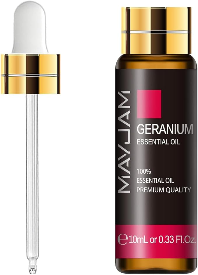 Geranium Essential Oil, MAYJAM 10ML/0.33FL.OZ Premium Geranium Oils for Soap Candle Making, Diffuser, Bedroom, Living Room, Office