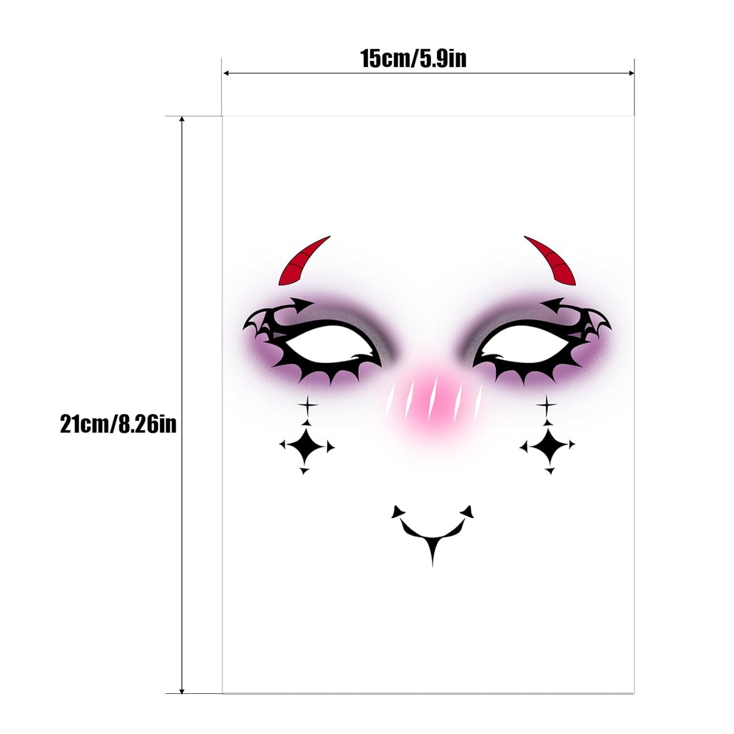 8Pcs Halloween Devil Face Tattoo, Face Temporary Tattoos Face Temporary Tattoo Sticker, Halloween Makeup Tattoo Stickers for Women, Men, Kids, Festival, Cosplay, Halloween