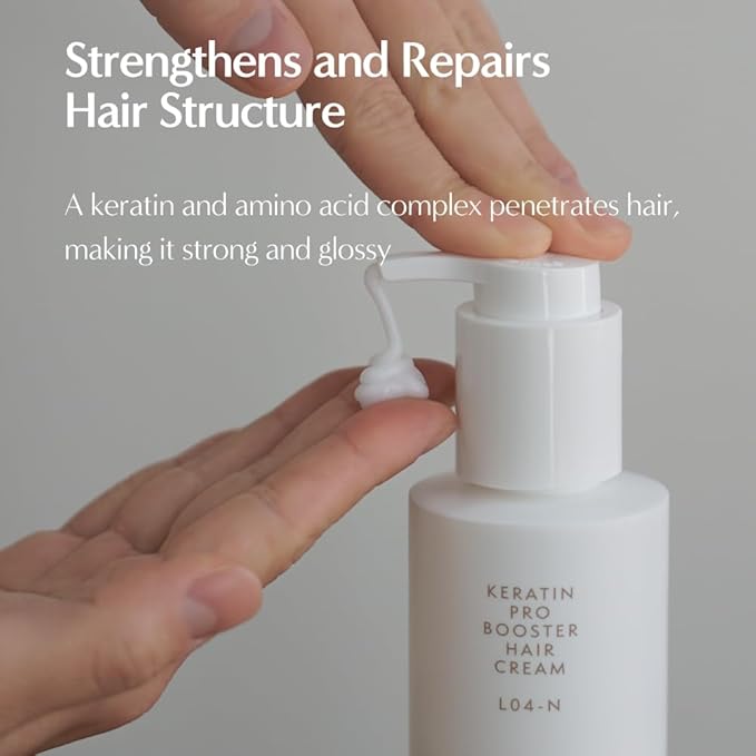 L04-N Keratin Heat Protectant Hair Cream 8.11fl oz | Korean Camellia Oil Leave-In Treatment for Silky & Shiny Hair | Anti-Frizz & Moisturizing Hair Serum