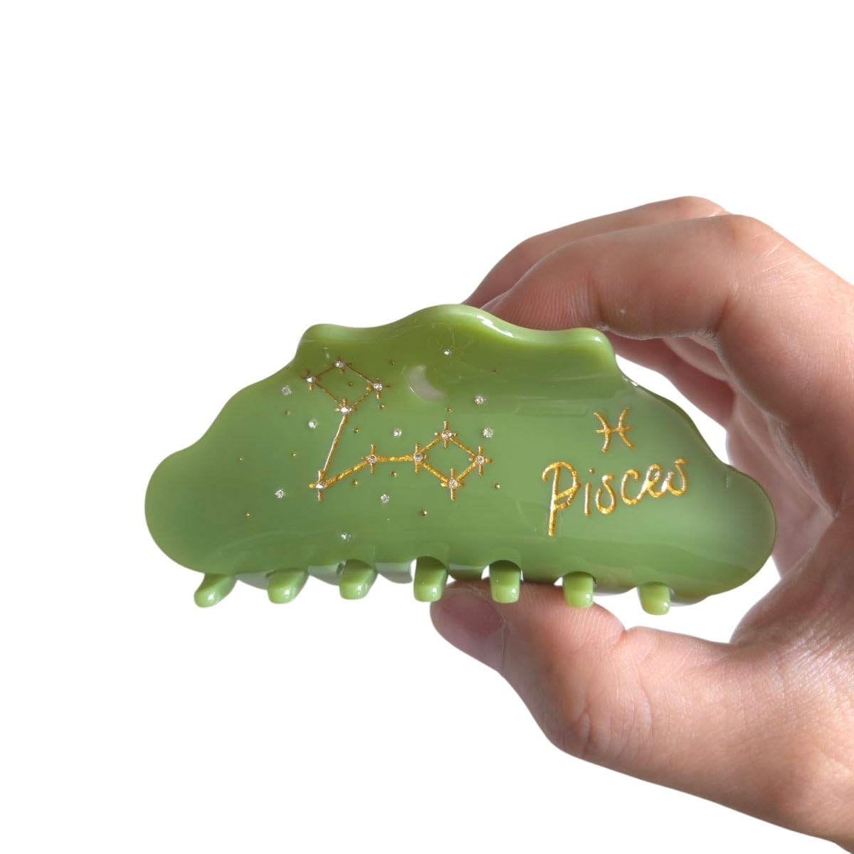 Fantasy Pisces Sign Hair Clips,Novelty Acetate Claw Clip,Zodiac Hair Clips for Women,Green
