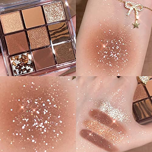 Kayswang 9 colors glitter eyeshadow palette makeup palette matte high pigment color cream texture natural eye shadow powder eye shadow palette in autumn and winter long lasting & waterproof (blue)