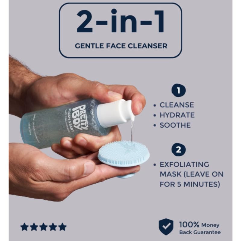 Prettyboy Fresh Start Gentle Face Cleanser | Hydrating & Exfoliating with Niacinamide, Hyaluronic Acid, and Amino Acids | Dermatologist-Approved, Sensitive Skin-Friendly, Daily Facial Wash