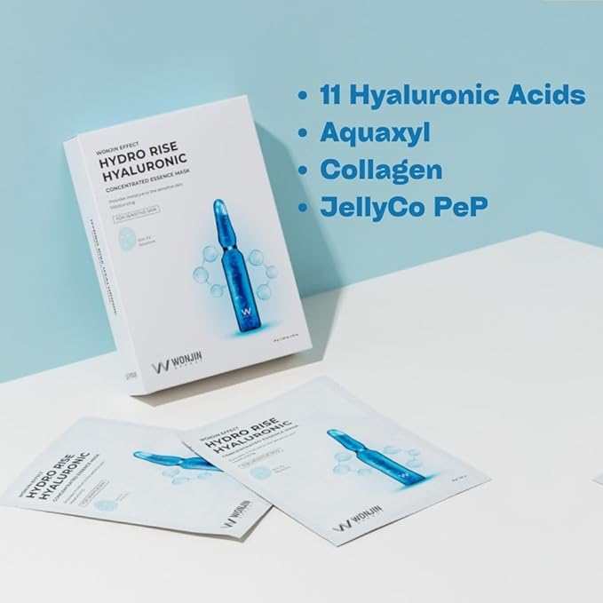 HYDRO RISE HYALURONIC MASK 1.05 fl Oz*10 pieces, Hydrating, Moisturizing, Skin Elasticity, Wrinkle Care, Hyaluronic Acid, Aquaxyl, Skin Barrier, Mask Sheet