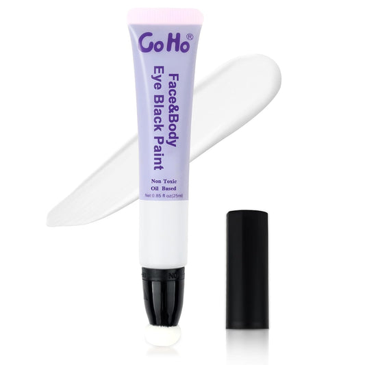Go Ho White Face Paint,Oil Based Waterproof Cream Eye Black Stick,White Face Body Paint for Halloween Cosplay Zombie Skeleton Clown Goth Makeup