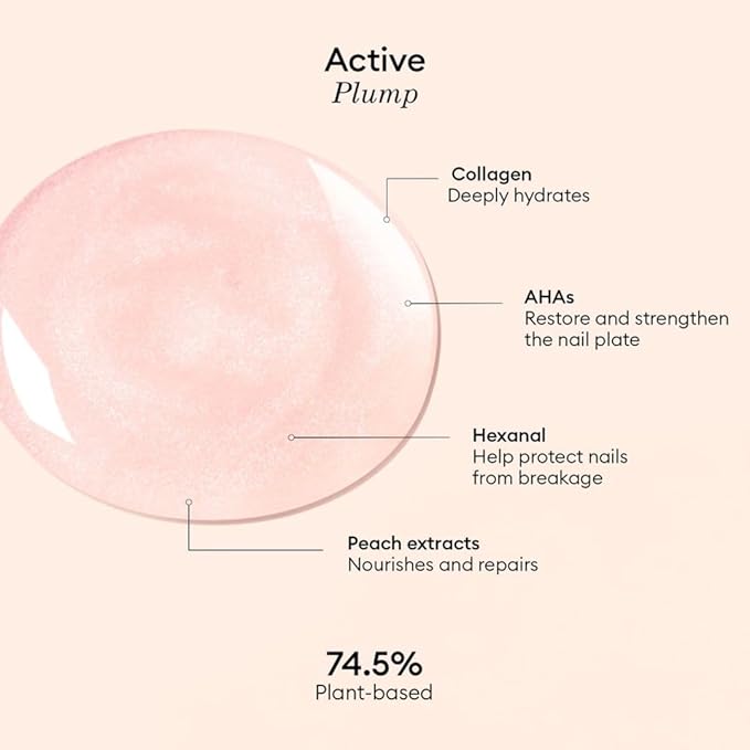 Manucurist Active Plump Nail Polish & Care - Collagen & Peach Extract - No Lamp - Nail Hydrator with Ultra-Glossy Baby Rose Shimmer for Instant Plumping Effect - Nail Volumizer - Vegan & Plant-Based