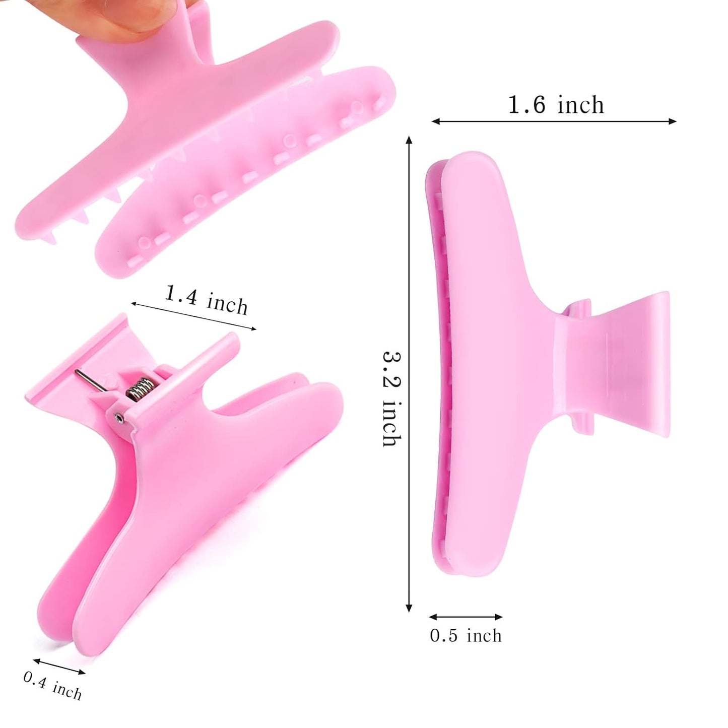 Hair Clips for Styling Sectioning 12 Pack Black White Pink Butterfly Clamps Hair Claw Clips Pro Salon Hair Clips for Styling, Sectioning, Cutting and Coloring