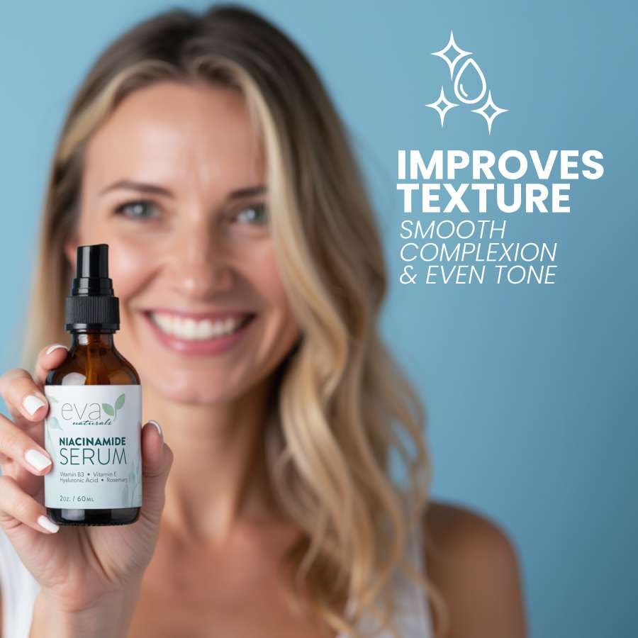 Eva Naturals Niacinamide 5% Serum for Face – B3 Pore Minimizer, Acne Treatment & Dark Spot Corrector with Hyaluronic Acid, Vitamin E, Aloe & Neem – Anti-Aging, Non-Greasy, Hydrating, 2oz