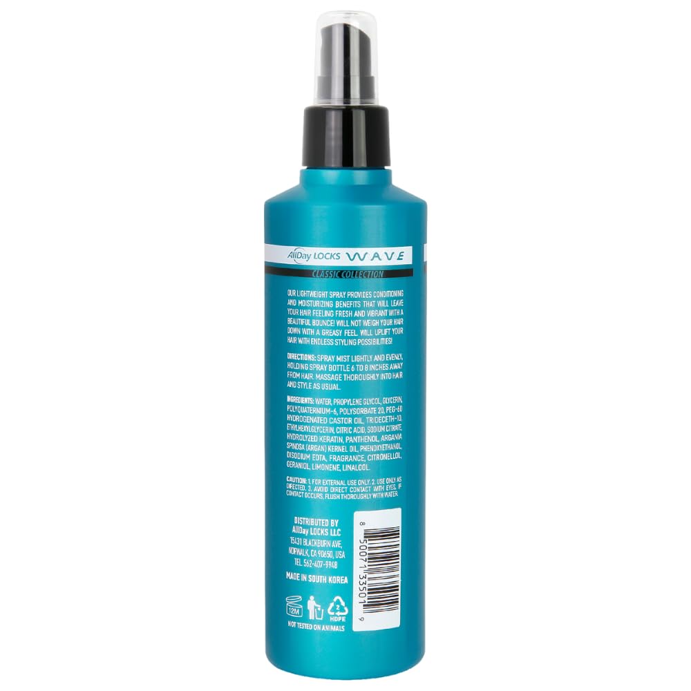 AllDay Locks Classic Wave Hair Mist (7.7 oz) | Moisturizing & Conditioning Finishing Curl-Enhancer Mist | Moisturizing, Soft, Refreshing Feeling | Fresh, Vibrant Bounce | 7.7 oz