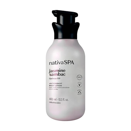 Nativa SPA by O Boticario Jasmin Sambac Anti-Stress Body Lotion, Fragranced Moisturizer Enriched with Purified Quinoa Drops to Boost Hydration, 13.5 Ounce (400ml)