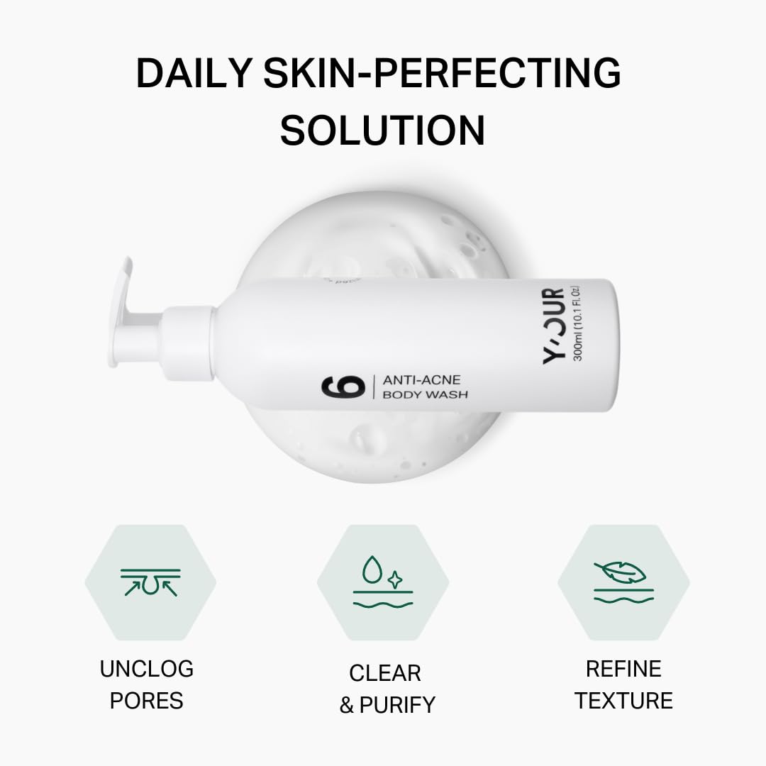 Y'OUR Acne Clearing Body Wash | Gentle & Non-Drying Salicylic Acid Formula | For All-Over Body Use - Smooths Texture & Evens Tone | Clears Bacne & Breakouts for Women + Men, Paraben & Sulfate Free