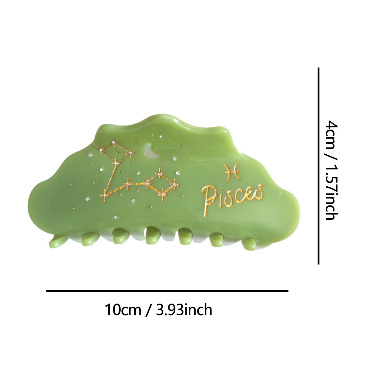 Fantasy Pisces Sign Hair Clips,Novelty Acetate Claw Clip,Zodiac Hair Clips for Women,Green