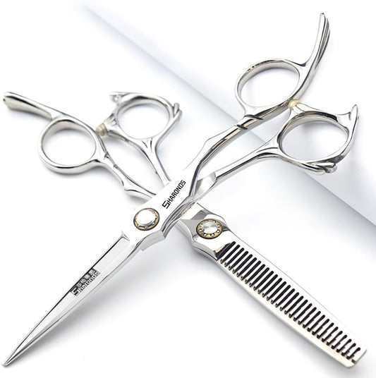 6/6.5-inch Sharonds hair clippers, professional Japanese 440C scissors, efficient scissors, scissors, comb adjuster (6 inch 2 Piece-A)