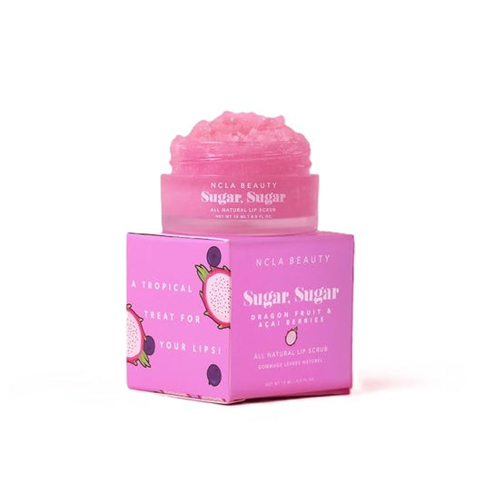 NCLA - Natural Sugar, Sugar Lip Scrub | Vegan, Cruelty-Free, Clean Skincare (Dragon Fruit + Acai Berry)